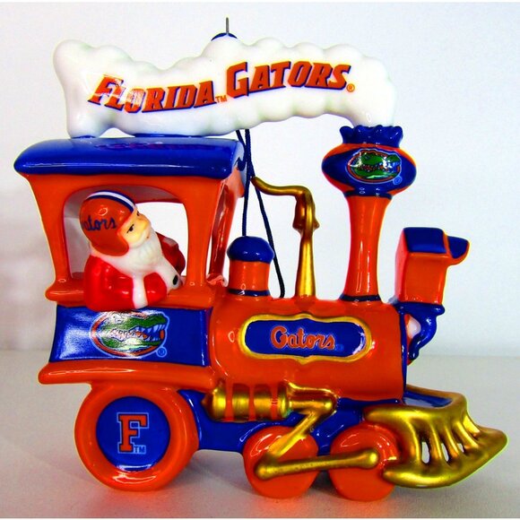 Danbury Mint Florida Gators Victory Train Ornament NCAA Santa Retired 2004 - Picture 2 of 10